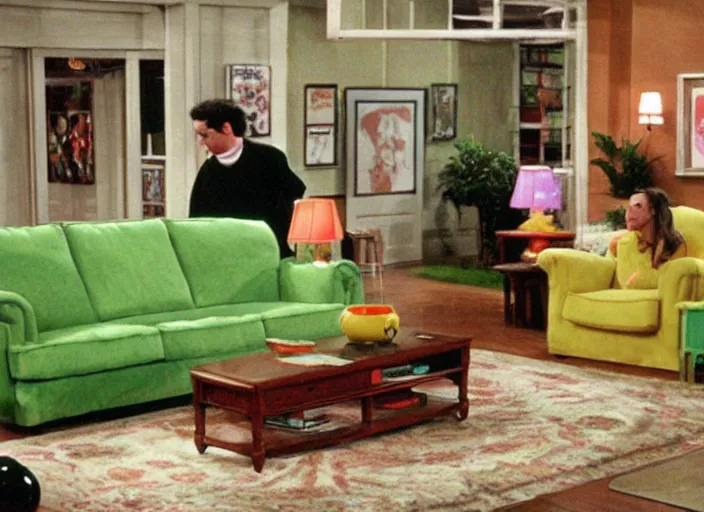 Image similar to the episode of seinfeld where the living room is filled with nickelodeon slime hd