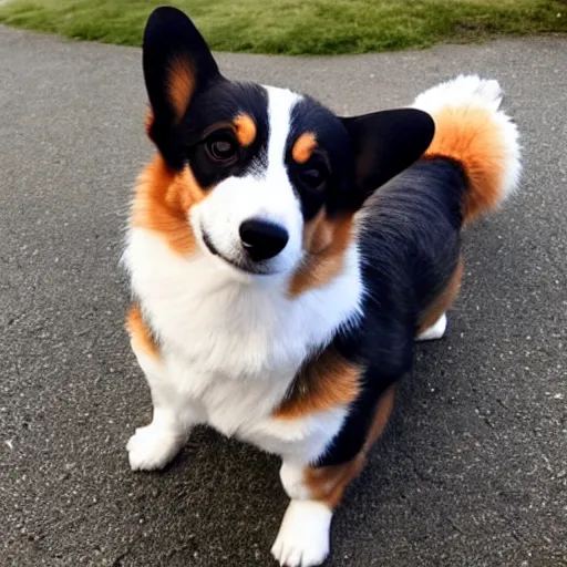 Image similar to A portrait of a corgi wearing yoga pants, natural lighting, realistic