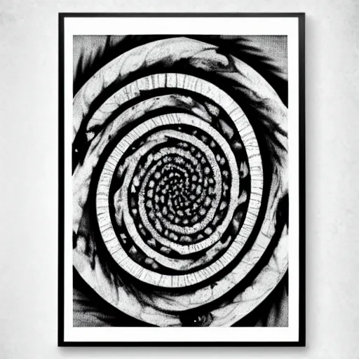 Image similar to black and white illustration spiral galaxy print