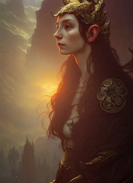 Prompt: elite high elven lord portrait, intricate artwork by josan gonzalez, artgerm, edmund leighton, greg rutkowski, alphonse mucha, zdizslaw beksinski, very coherent artwork, cinematic, ethereal, vibrant backlit, octane render, unreal engine, 8 k, high contrast