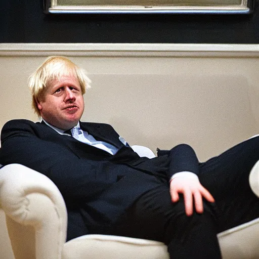 Prompt: Boris Johnson sitting a bathtub filled with baked beans, photo