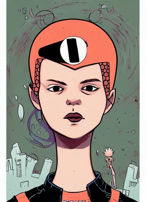 Image similar to a portrait of a pretty sewer punk young lady by asaf hanuka