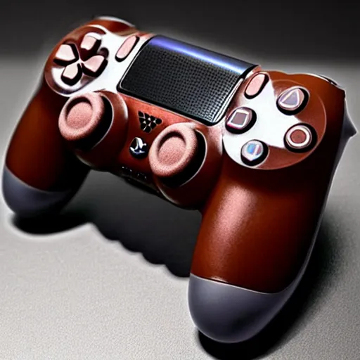 Prompt: a ps 4 controller made out of chocolate, realistic, hd,