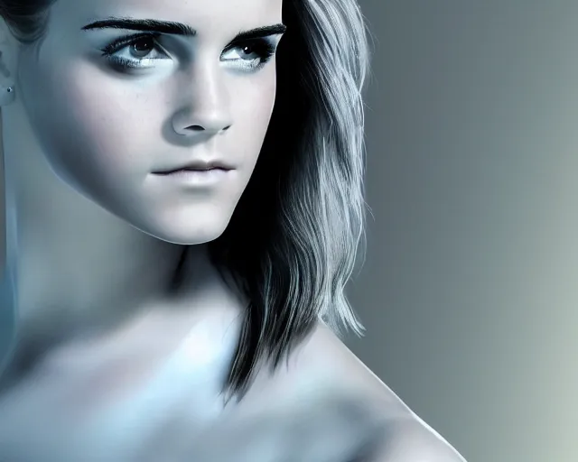 Prompt: color studio photo of android emma watson detailed, full body, human, machine, hybrid