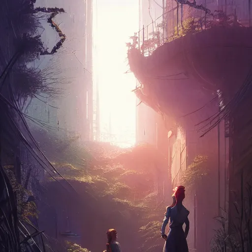 Image similar to altered carbon, highly detailed portrait young jennifer connelly, peasant girl stephen bliss, unreal engine, fantasy art by greg rutkowski, loish, rhads, ferdinand knab, makoto shinkai and lois van baarle, ilya kuvshinov, rossdraws, tom bagshaw, global illumination, radiant light, detailed and intricate environment