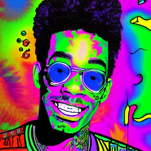 Prompt: wiz khalifa psychedelic digital art