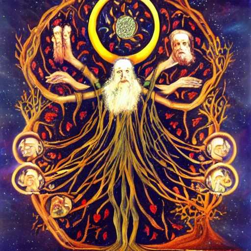 Prompt: gnostic kabbalist druid merging with the tree of life