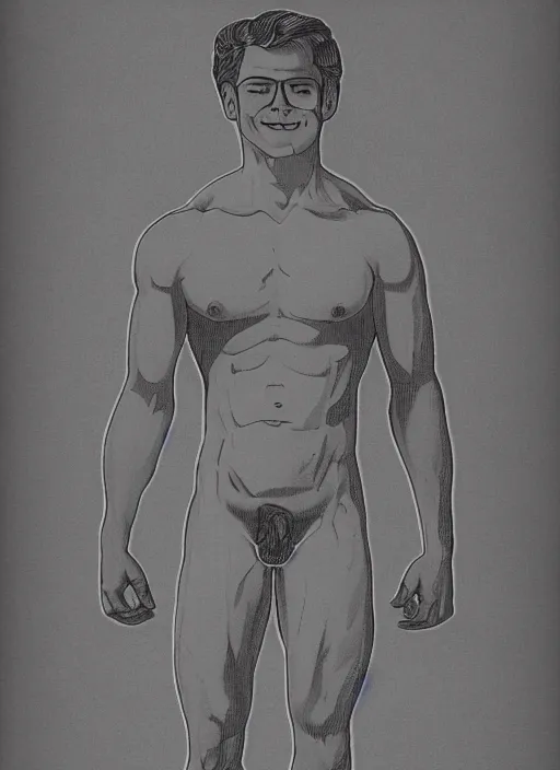 Prompt: line drawing of the absolute ideal male physique