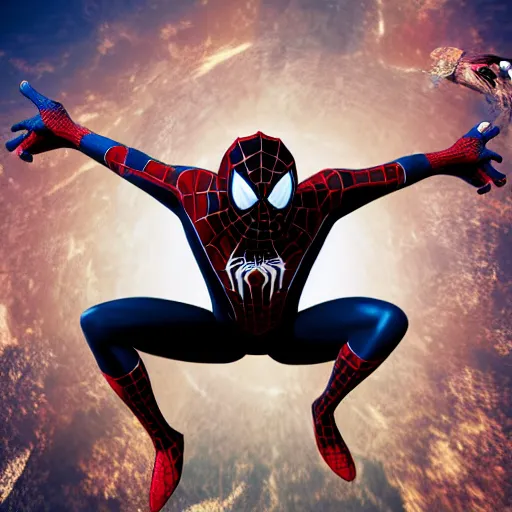 Image similar to miles morales spiderman swinging accross planets, detailed, photograph, 8 k