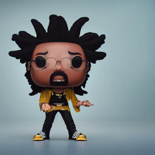 Image similar to funko pop of rap trio migos, product shot, macro, hyper realistic, octane render, unreal engine, 4 k, 8 k