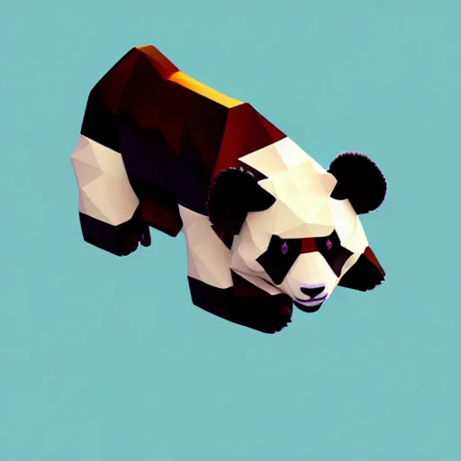 Image similar to a low poly isometric render of a cute panda