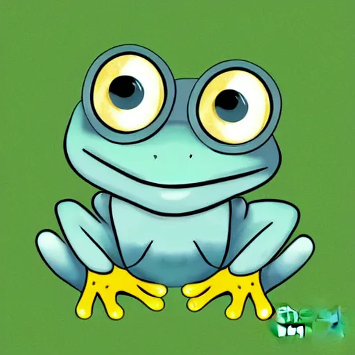 Prompt: cute anthro anime frog, digital art