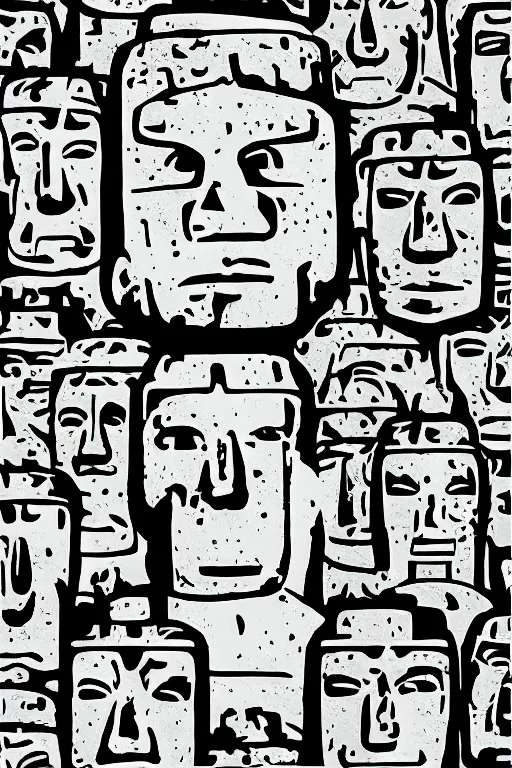 Image similar to vector sprite moai statue popart slap face caricature comic book illustration cartoon graffity street digital