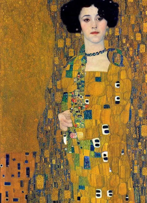 Prompt: a beautiful lady by gustav klimt, art noveau, detailed