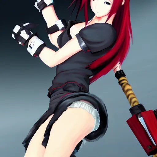 Image similar to beautiful tifa from ffvii wielding the buster sword, anime style