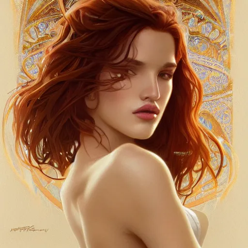 Image similar to ultra realistic illustration, bella thorne as french fries, intricate, elegant, highly detailed, digital painting, artstation, concept art, smooth, sharp focus, illustration, art by artgerm and greg rutkowski and alphonse mucha