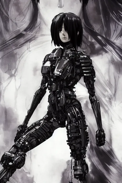 Image similar to Beautiful Gunnm Alita by Tsutomu Nihei, artstation, young, very attractive, pretty face, hyper detailed, rendering by octane, shallow depth of field, uplight