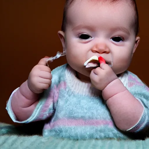 Prompt: baby smoking crack realistic