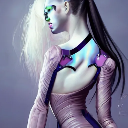Prompt: A masterpiece portrait of a Incredibly beautiful futuristic high fashion queer rubber succub model girl . with a collar on her neck. barocco royal fetish dress. medium shot, intricate, elegant, highly detailed. trending on artstation, digital art, by Stanley Artgerm Lau, WLOP, Rossdraws, James Jean, Andrei Riabovitchev, Marc Simonetti, Yoshitaka Amano