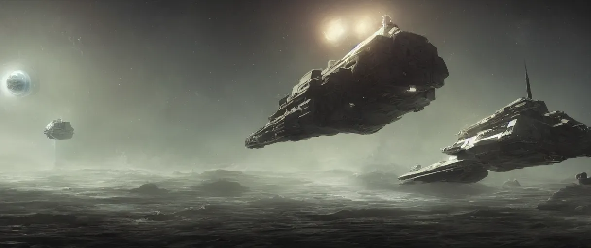 Prompt: concept art, a lonely scouting spaceship, traveling to new worlds, deep space exploration, the expanse tv series, industrial design, the hull protected by armor and turrets, spatial phenomena in the background, atmospheric, cinematic lighting, 4k, greebles, widescreen, wide angle, beksinski, sharp and blocky shapes