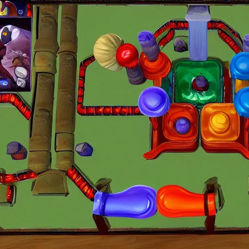 Prompt: gameplay screenshot of a mcdonald's playplace in elden ring