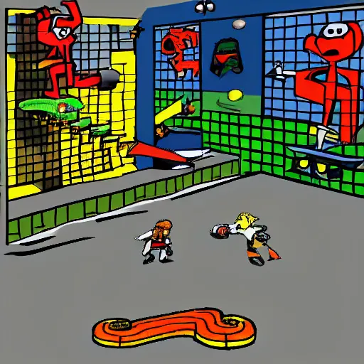 Image similar to skateboarding snake game in the style of ps 2 graphics game, video game graphics, playstation 2 graphics