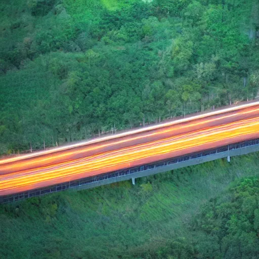 Image similar to highway bridge at night, areal view