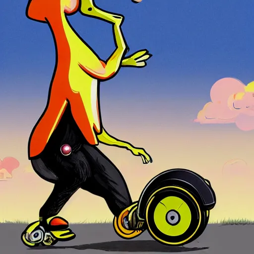 a cartoon of a hover boarding dodo wearing a gold chain | Stable ...