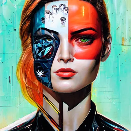 Prompt: portrait of a female android, by Sandra Chevrier and DC comics