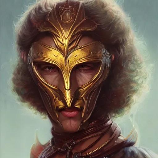 Image similar to realistic d & d fantasy character wearing a heart shaped mask, closeup portrait art by donato giancola and greg rutkowski, vintage retro, realistic face, digital art, trending on artstation, symmetry!!