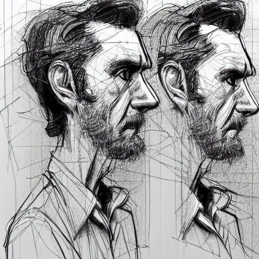 Image similar to a realistic yet scraggly portrait sketch of the side profile of a stern and sophisticated maxmoefoe, trending on artstation, intricate details, in the style of frank auerbach, in the style of sergio aragones, in the style of martin ansin, in the style of david aja, in the style of mattias adolfsson