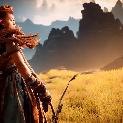 Image similar to a beautiful photo of aloy in horizon forbidden west