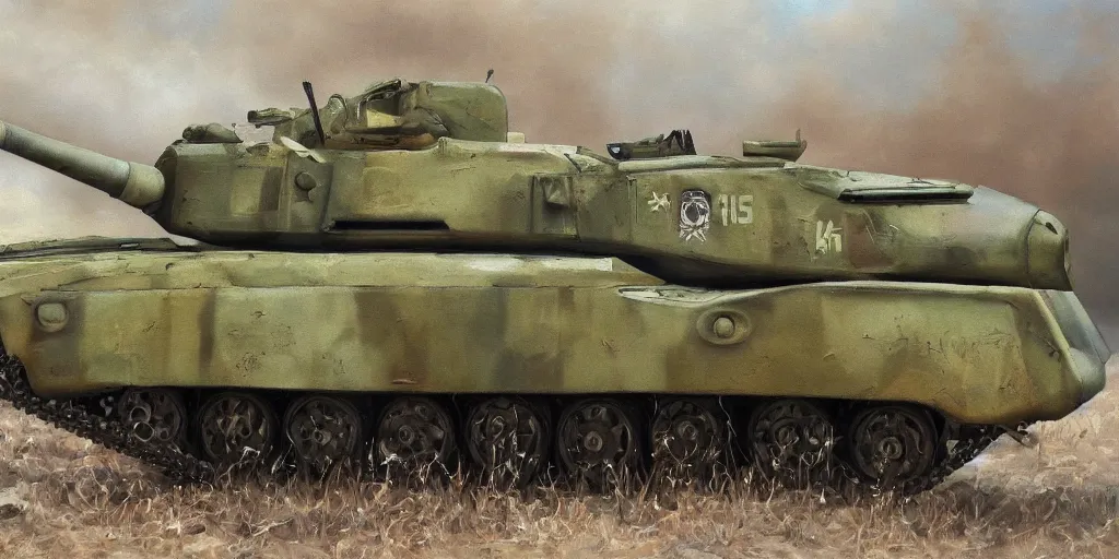 Prompt: panzer iv, oil painting