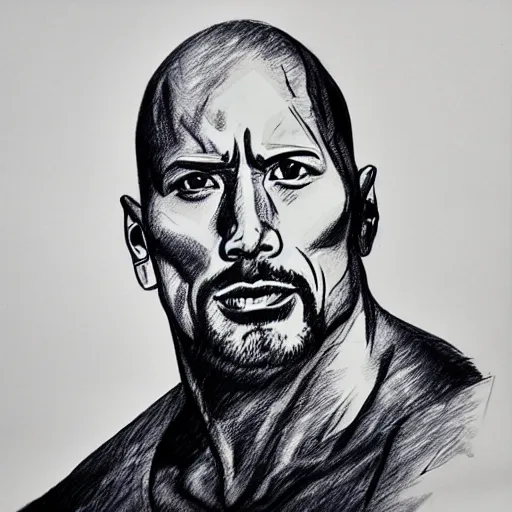 Prompt: a pen sketch of dwayne johnson