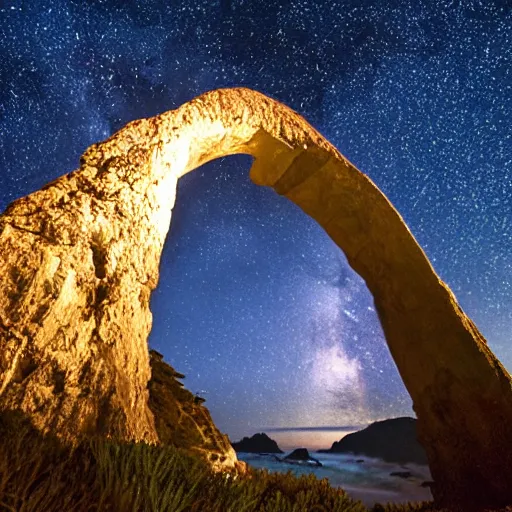 Image similar to Milky Way shining through an Arch on the Big Sur Coast