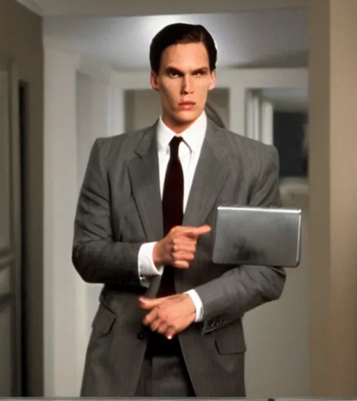 Prompt: Jerma as Patrick Bateman in American psycho