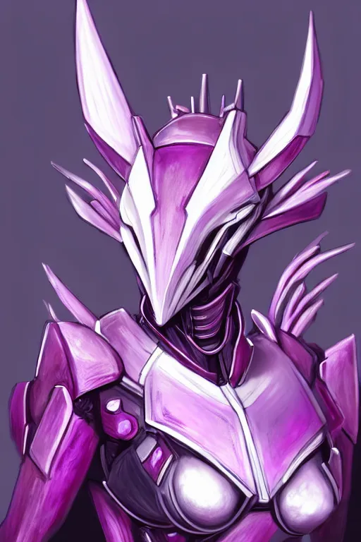 Image similar to cinematic bust shot, hyperdetailed elegant beautiful stunning giant robot mecha hot female goddess dragon, sharp spines, sharp metal ears, smooth purple eyes, smooth fuschia skin, smooth silver armor, nebula size, space, epic proportions, epic scale, warframe fanart, macro giantess, furry art, dragon art, goddess art, giantess art, furaffinity, octane