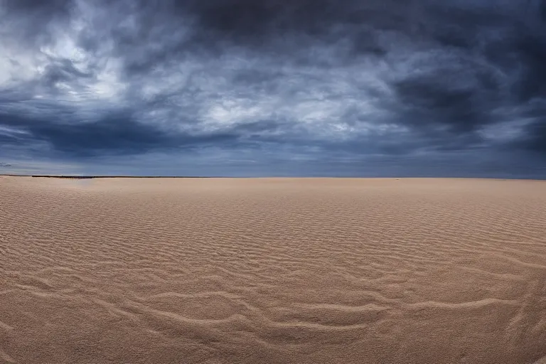 Prompt: a cinematic wide angle landscape photograph of a desert beach, by zack snyder