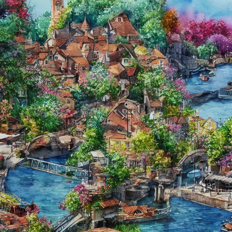 Image similar to watercolor destination, highly detailed, 4 k