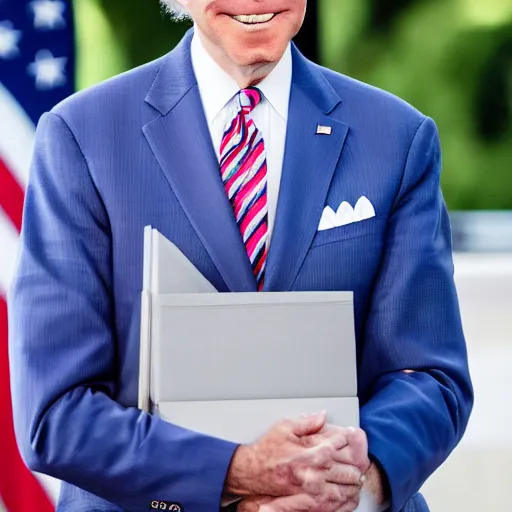 Image similar to Joe Biden wearing Gucci, Amazing!, Wow!, EOS-1D, f/1.4, ISO 200, 1/160s, 8K, RAW, unedited, symmetrical balance, in-frame