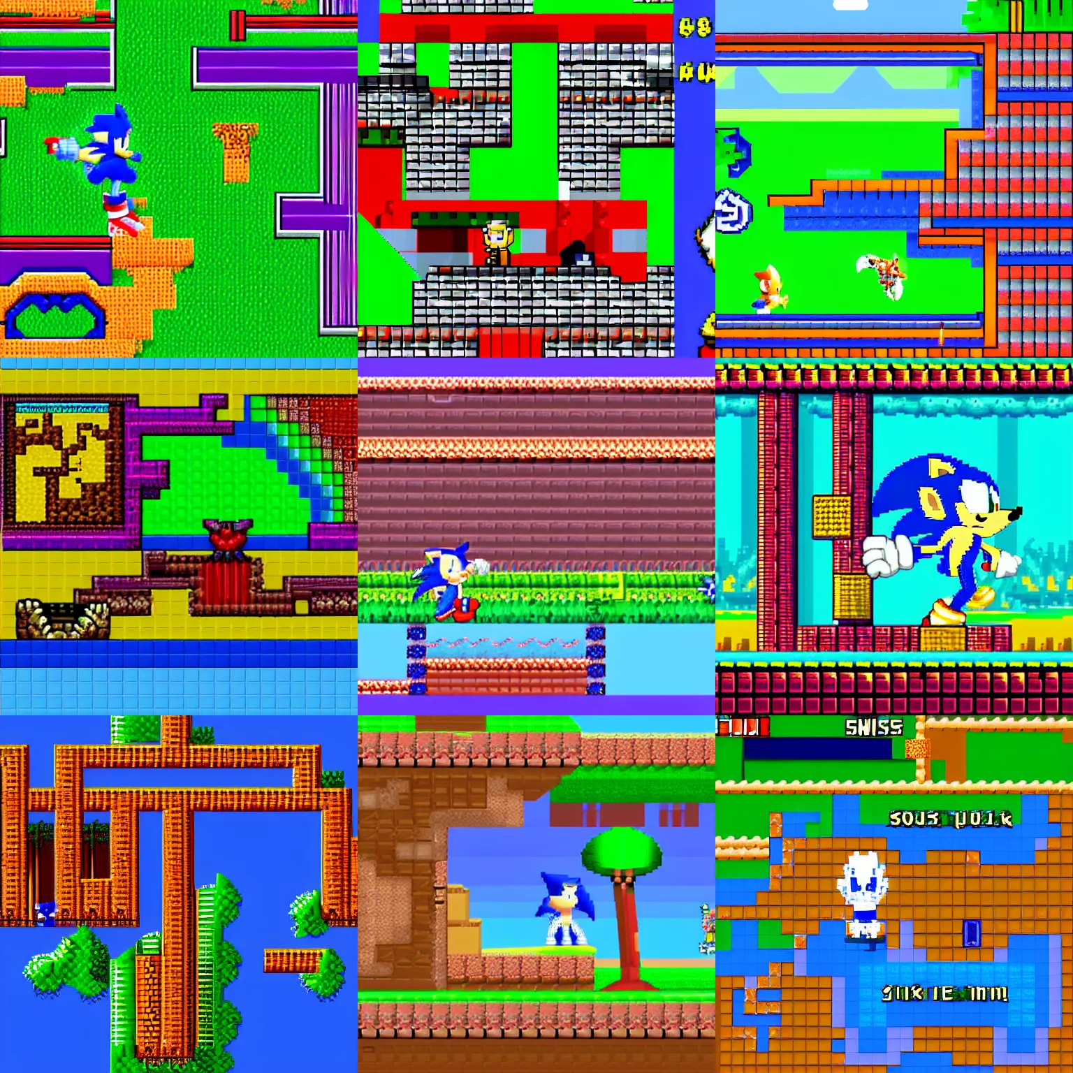 a sprite sheet for Sonic the Hedgehog, pixel art, 1993, Stable Diffusion