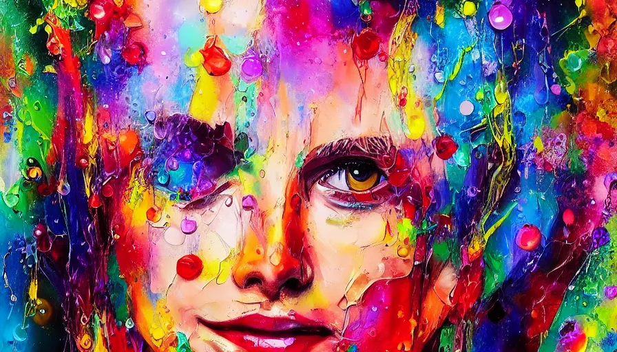 Image similar to doctor, sweet dreams, painting on canvas, watedrops, water droplets, acrylic painting, acrylic pouring, painting, influencer, artstation - h 8 0 0