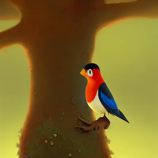 Image similar to goro fujita ilustration hirundo rustica in a forest tree, painting by goro fujita, sharp focus, highly detailed, artstation