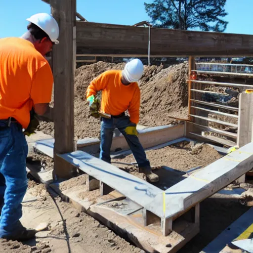 Image similar to construction workers working on a square portal