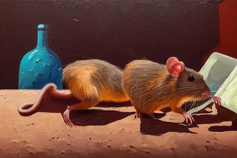 Image similar to still life of rats on mars, Noah Verrier, oil painting, trending