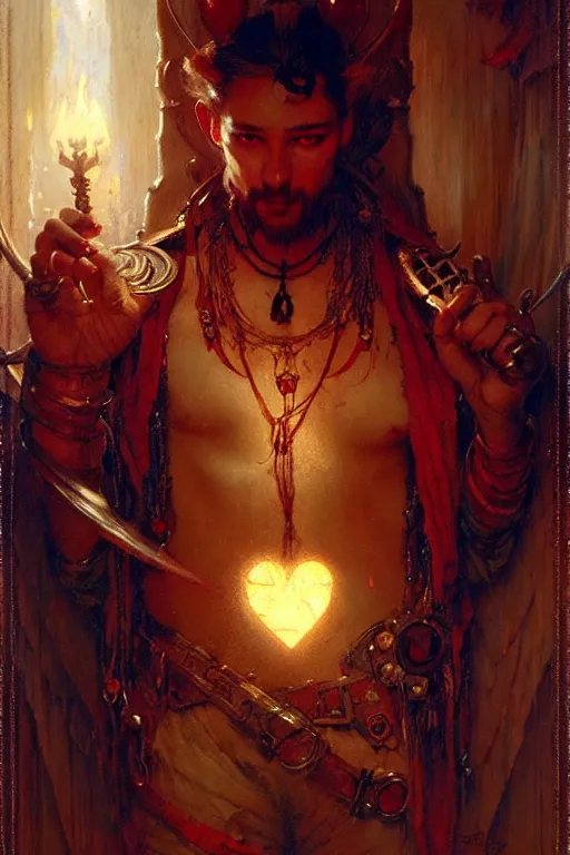 Prompt: the jack of hearts by gaston bussiere, bayard wu, greg rutkowski, giger, maxim verehin