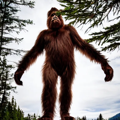 Prompt: a sassy sasquatch, bigfoot, cryptid, cryptozoology, sasquatch, sassy, attitude, canon eos r 3, f / 1. 4, iso 2 0 0, 1 / 1 6 0 s, 8 k, raw, unedited, symmetrical balance, wide angle