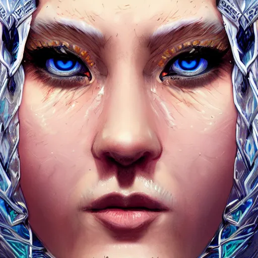 Prompt: highly detailed close up portrait of Skadi, god of winter, digital art, concept art, character art, studio lightning, bright colors, intricate, masterpiece, photorealistic, hiperrealistic, sharp focus, high contrast, Artstation HQ, DeviantArt trending, 4k UHD, Unreal Engine 5