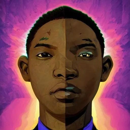 Prompt: colourful - claymation - upper half - portrait - art of a nigerian boy, concept art style by utagawa kunisada & james jean, symmetrical, intricate detail, concept art, volumetric light, global illumination, ray tracing, sharp, pinterest, behance, art station,