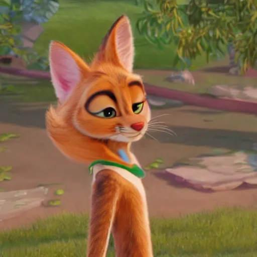 Prompt: princes jasmin, far shot, anthropomorphic cat, in the style of zootopia, highly detailed, far shot